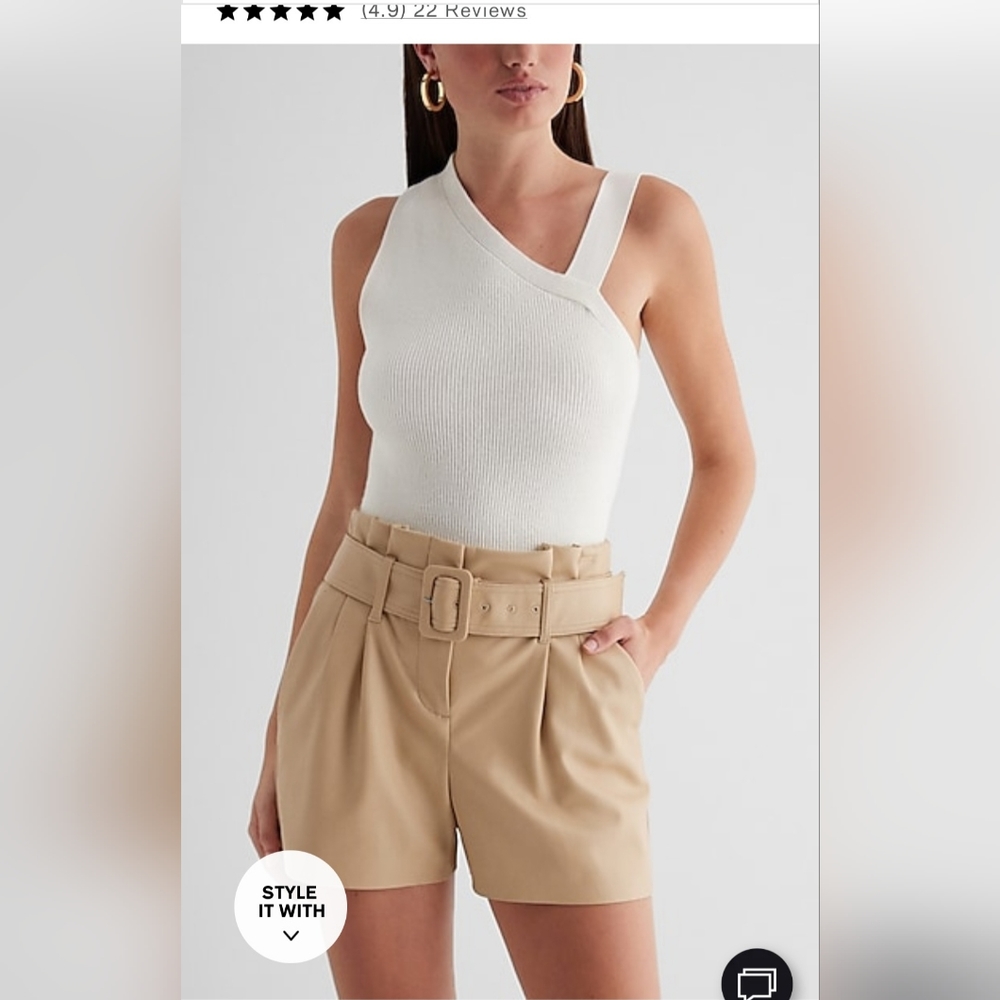 NWT Express Faux Leather Paperbag Shorts Size 8